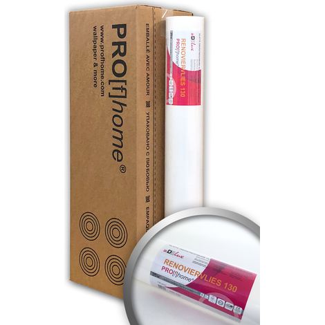 Profhome wall liner 130 g non-woven lining paper smooth paintable wallpaper white 4 rolls 807 sq ft (75 sqm)