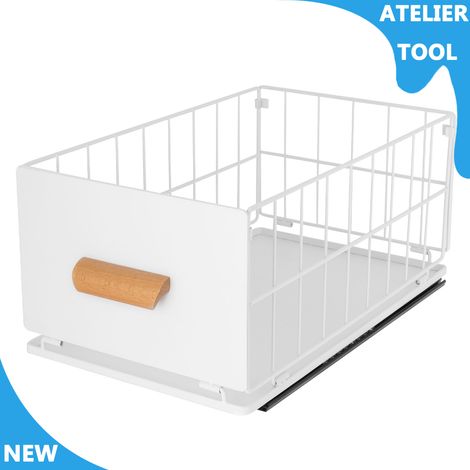 ATELIER Panier coulissant blanc tiroir le panier de l'organisateur du cabinet 402418cm (1/5)