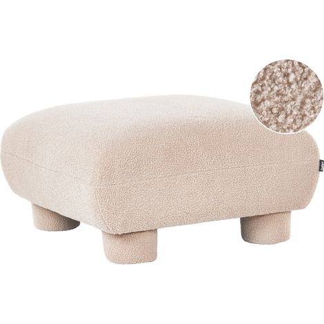 Otomana reposapiés modular de bouclé patas tapizadas de perfil bajo beige Mjalbi