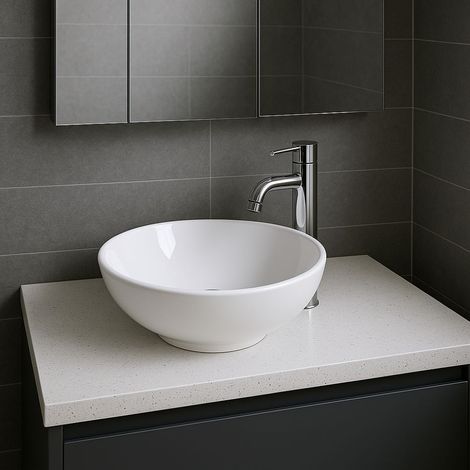 Signature Bella Round Countertop Basin 420mm Wide 0 Tap Hole - White (1/5)