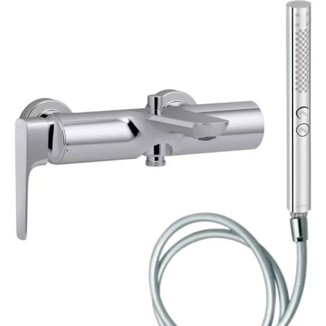 Pack mitigeur bain douche JACOB DELAFON Aléo+ + douchette Shift+ ronde + flexible lisse 160 cm