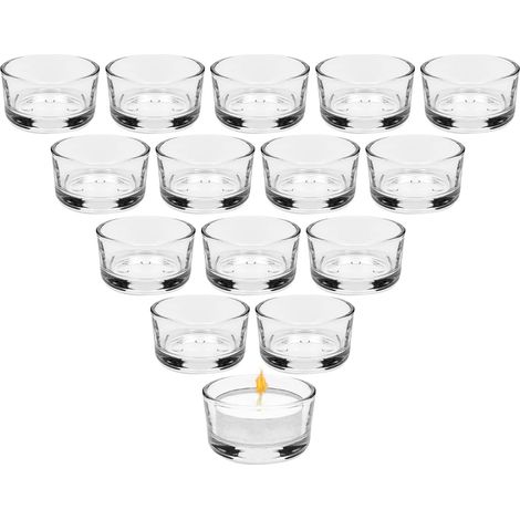 Photophore Verre Transparent, Porte-Bougie Chauffe-Plat 4,5 cm de Diamètre, pour la Décoration de Table à la Maison, pour Le Mariage, Verre de Bougie Décoratif (1/5)