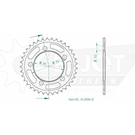 Couronne Acier KTM - 525 - 37 Dents - Made in Germany