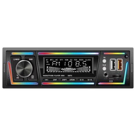 Autoradio Bluetooth avec RDS, port de chargement USB-C, mode lecteur multi-lumière, FM/AM, autoradio 1 DIN avec 2 ports USB/MP3/AUX/carte SD/réglages audio DSP/égaliseur (1/5)
