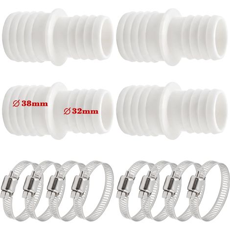 Lot de 4 raccords de tuyau de 32 mm à 38 mm de diamètre, avec 8 colliers de (1/5)
