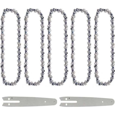 Guide et chaîne pour tronçonneuse 5 Pièces 6 Pouces Mini Chaîne de Tronçonneuse avec 2 Pièces de Rechange Pièces de Rechange Barre de Chaîne de Scie (1/4)
