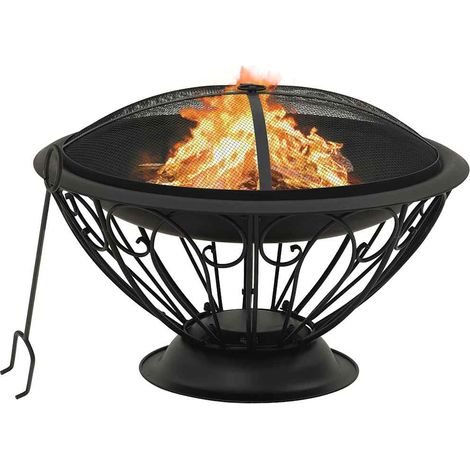 vidaXL Foyer avec tisonnier 75 cm XXL Acier (1/5)