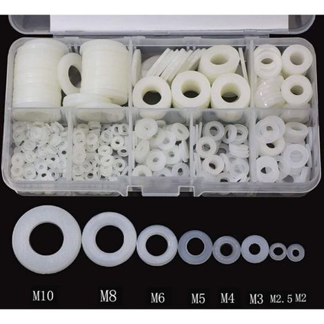 Rondelles Nylon - Kit 520 Pièces M2 à M10 - Pour Fixation Électroménager Automobile Bateau - Anti-usure Anti-corrosion (1/4)