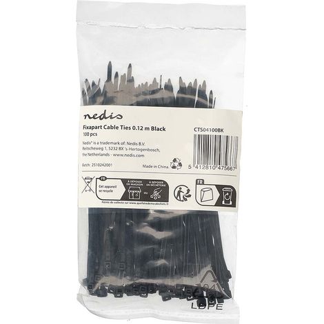 Nedis Kabelbinder / 120 mm / 100 Stück / Schwarz