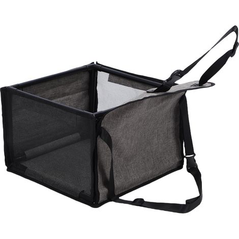 Siège auto pour chien imperméable et pliable avec filet respirant, gris clair, idéal pour les voyages. (1/5)