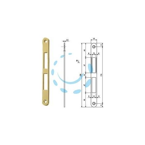 CONTROPIASTRA SERRATURA PATENT CENTRO E CENTRO S BORDO TONDO OTTONATO - ottonato verniciato (B01000.39.03)