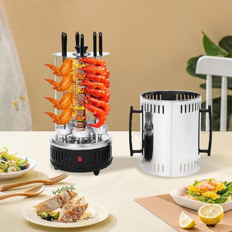 Four électrique rotatif à 6 Fourches barbecue électrique vertical 1000w, barbecue électrique de viande grillée à 400 - 500 ℃, barbecue de table