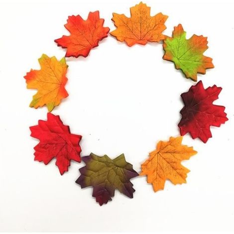 100 pcs Feuilles d\'érable artificielles pour Natural Automne Décorations - 13 couleurs aléatoires (1/4)