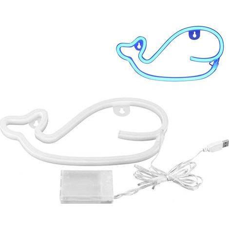 Lampe enseigne lumineuse LED baleine bleue décoration chambre salon fête anniversaire cadeau néon (1/5)