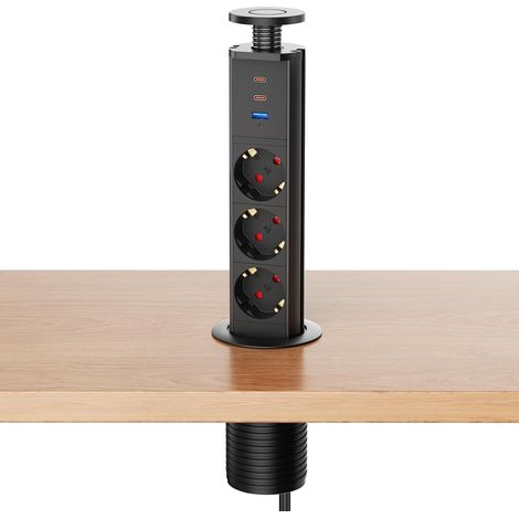 Prise encastrable Plan de Travail avec 3 Prises, USB-C PD 30 W, Ø60 mm (1/5)