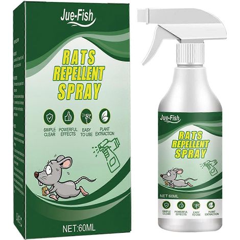 Spray répulsif souris et rongeurs à la menthe poivrée, 60 ml, vaporisateur naturel de protection maison sans poison (1/5)