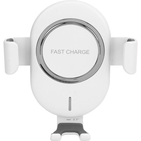 Support de téléphone voiture 2 en 1 avec chargeur sans fil 10W, fixation sur grille d'aération, compatible iPhone, blanc (1/5)
