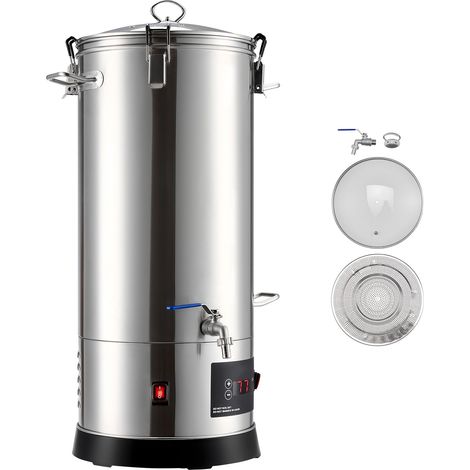 Système de brassage électrique 30L, cuve en acier inoxydable 304, avec panier intérieur intégré et poignée renforcée, température réglable 25-100°C, pour bière artisanale. (1/5)