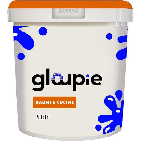 GLOUPIE BAGNI E CUCINE Pittura All'Acqua Traspirante Per Pareti Di Bagno E Cucina, 5 Litri, Bianco, Made In Italy (1/5)