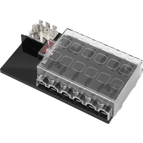 Wasserdichter 12-fach ABS-Sicherungskasten, Flachsicherungshalter für 12-36V DC-Fahrzeuge, wasserbeständiges Gehäuse, Kfz-Verteilerblock. (1/5)