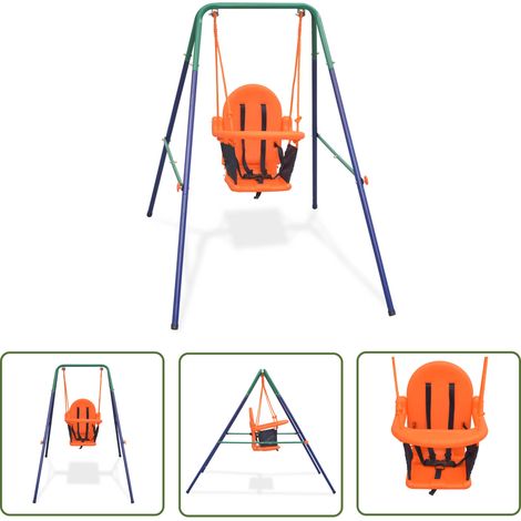 Balançoire pour enfants Balançoire extérieur/intérieur avec harnais de sécurité Orange 77602 (1/5)