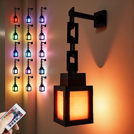 Lámpara de noche Pixel Lantern, lámpara de escritorio USB RGB recargable de 16 colores con control remoto. (1/5)