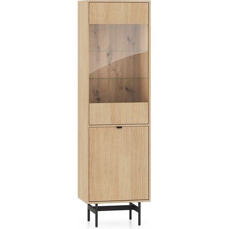 Selsey Heggers – Vitrine 1 porte – Chêne mavelie – 54 cm (1/5)