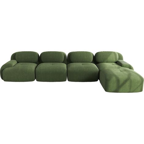 GagaCanapé d'angle 4 places vert, chaise longue (1/5)
