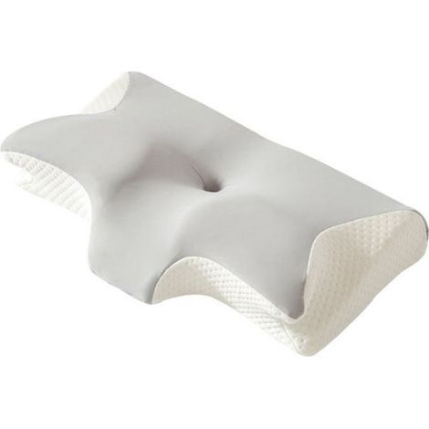 Oreiller cervical 2 en 1 en mousse à mémoire de forme, aide au sommeil à rebond lent, ergonomique, blanc (1/4)