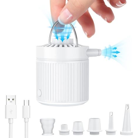 Pompe à air électrique 2 en 1, gonflage/dégonflage 3 500 Pa, mini pompe USB-C 1 600 mAh avec 3 buses d'air, pour matelas gonflables et jouets, bouée, sac sous vide