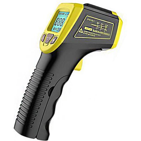 Thermometre Infrarouge, Pistolet De Temperature Laser Numerique Sans Contact -58 °F A 1112 °F (-50 °C A 600 °C) Avec Ecran Lcd, Jaune (1/3)