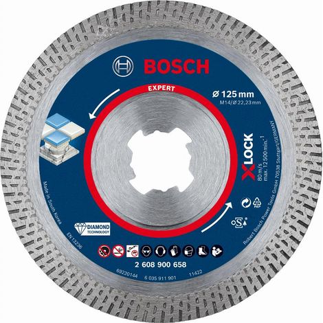 Bosch Accessories 2608900658 EXPERT HardCeramic X-LOCK Disco diamantato Diametro 125 mm Ø foro 22.23 mm Pietra, Calcest (1/10)