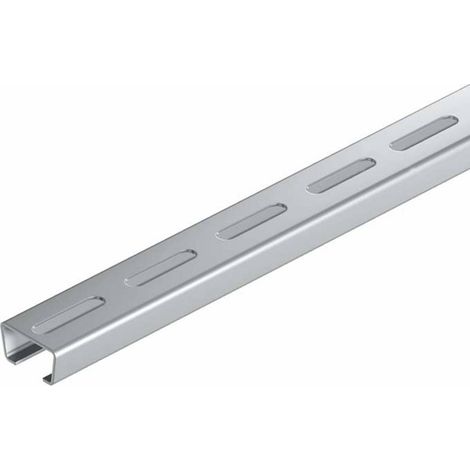 OBO Bettermann Rail profilé perforé, largeur de fente 16,5mm 2000x35x18 acier inoxydable, A2 1.4301 brut, post-traité, 1119702 (1/2)