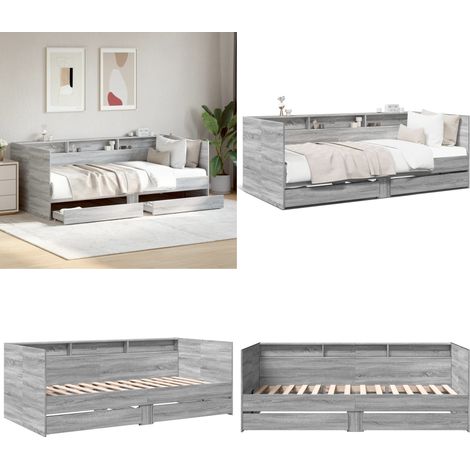 Tagesbett mit Schubladen ohne Matratze Grau Sonoma 100x200 cm - Tagesbett - Sofa Bett - Schlafsofa - Gästebett - Doppelbett - Home & Living (1/5)