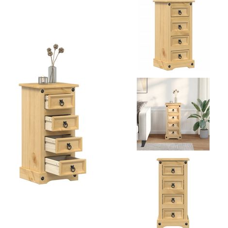 Table de chevet Corona 35x32,5x74 cm bois de pin massif - Table De Chevet - Meuble De Chambre - Table Nuit - Commode - Bois Massif (1/5)