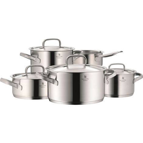 WMF Gourmet Plus 720056030 Set da 5 Pentole e 4 Coperchi, Acciaio Satinato (1/5)