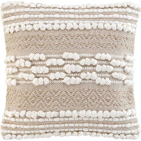 Coussin Déco "Blanca" 40x40cm Naturel & Blanc (1/3)