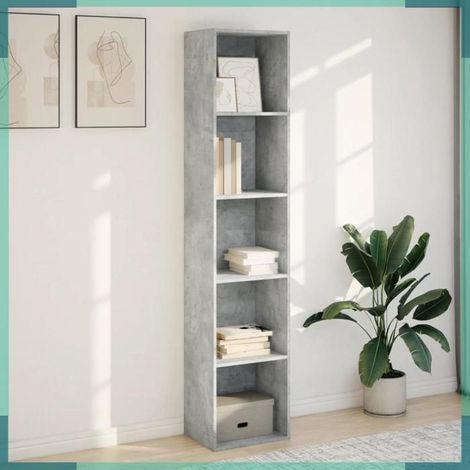 857888 Bibliothèque gris béton 40x30x189 cm bois d'ingénierie (1/5)