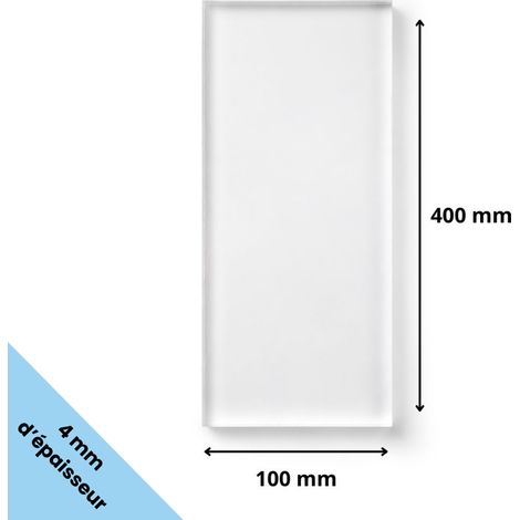 Plaque verre acrylique transparent 4 mm - 10 x 40 cm (100 x 400 mm) - Verre synthétique - Plaque PMMA XT - Plexiglass