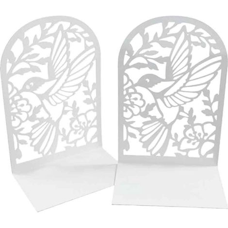 Serre-livres métal blanc - Porte-livre - Moderne et Rond - 1 Paire - Blanc (1/5)
