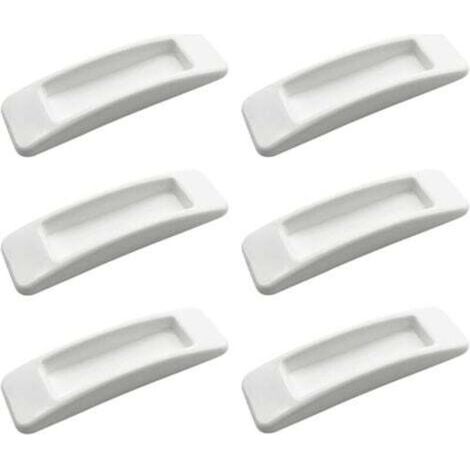 Pack of 6 self-adhesive sliding door safety handles (white), easy to open, push handles, drawer handles, self-adhesive plastic handles for kitchen cabinets (1/4)