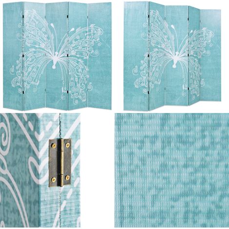 Raumteiler klappbar 200 x 170 cm Schmetterling Blau - Raumteiler - Paravent - Wandteiler - Wohnbereich - Dekoration - Home & Living (1/5)