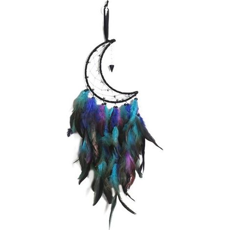 Mond-Traumfänger, handgefertigter Feder-Traumfänger, böhmischer Wandschmuck, Geschenkidee für Partydekoration (1/5)