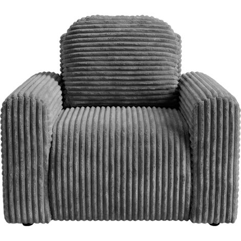 ELVIS - Fauteuil gros velours côtelé - Gris foncé (1/5)