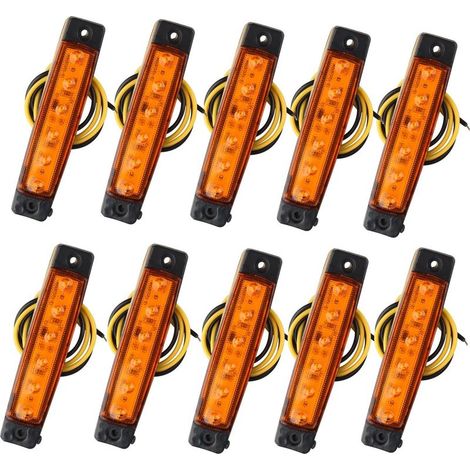 Lot de 10 feux de position latéraux à LED SMD 12 V 6 pouces - Feux de position avant et arrière pour remorque, camion, caravane, camping-car, bus, bateau, tracteur, orange ambre (1/5)