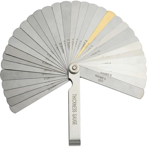 32 pièces Jeu de Cales d'Épaisseur en Acier Inoxydable - Mesure Précise de Jeu de Soupape et Espacement 0,01-0,88mm, Métrique et Impérial, Idéal pour Moteurs, Mécanique, 3D Imprimantes (1/5)