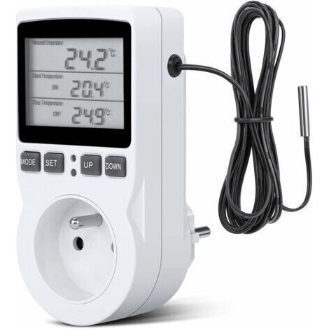 Prise Thermostat, Prise Minuteur Digital, Prise Programmable Digitale avec Sonde, Minuterie Numérique Programmable, Prise Thermostat chauffage pour Serre, Aquarium (1/4)