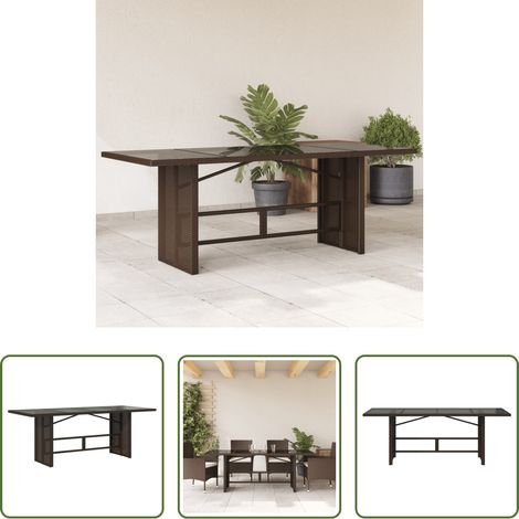 Glasplatte -  Gartentisch mit Glasplatte Braun 190x80x75 cm Poly Rattan (1/5)