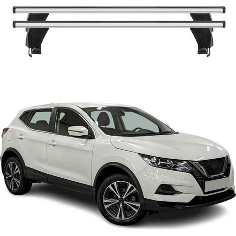 OMAC Barres de toit transversales en aluminium pour Nissan Qashqai J11 2017-2021 FL – Antivol – Rainure en T – Testées City Crash – Charge Max 50 kg Argent (1/4)