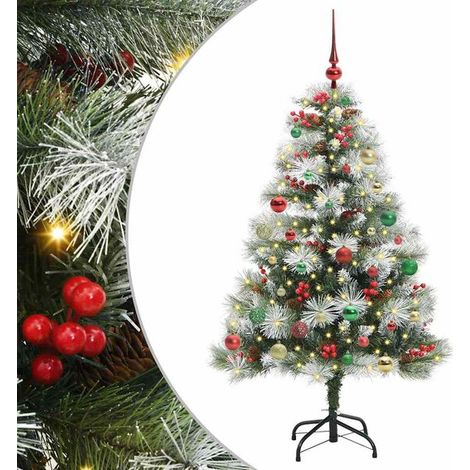 Sapin de Noël artificiel, vert et blanc, 150 cm (1/5)